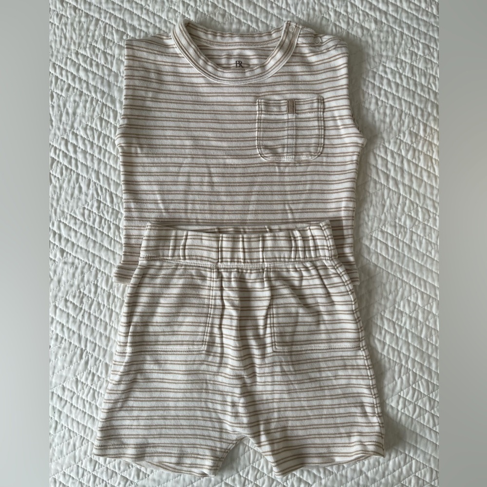 Banana Republic Kids Striped Matching Set - Cream and Brown